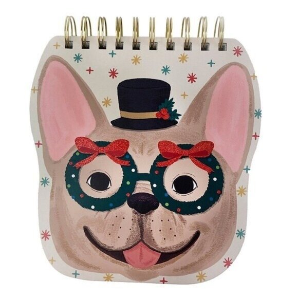 Punch Studio Wreath Dog Christmas Spiral Notepad Stationary Gift Office - Picture 4 of 4